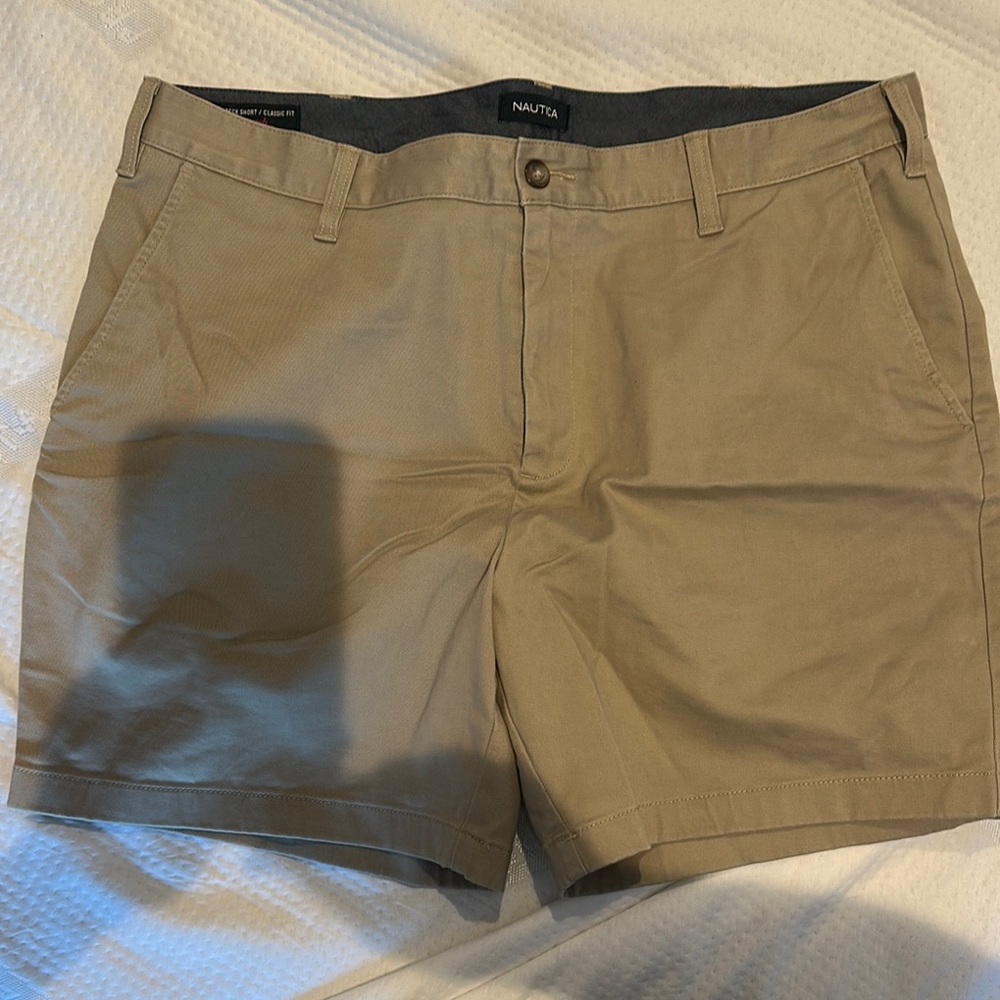 Nautica Tan Flat Front Shorts Versatile Style